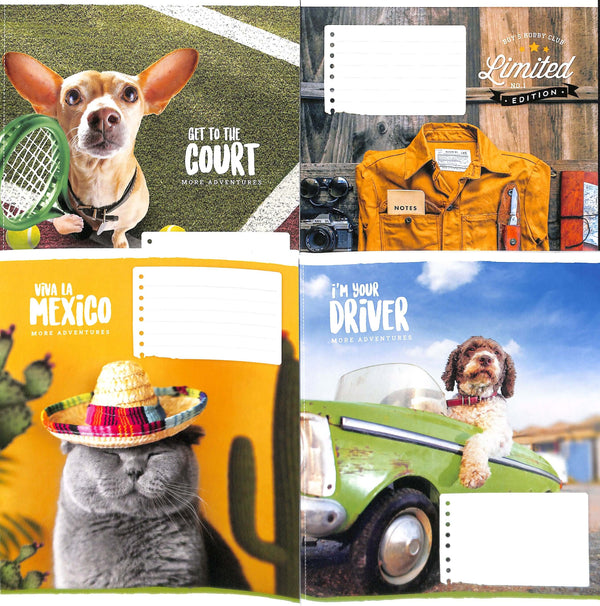 Notebook with lines 18 sheets / various designs on the cover/